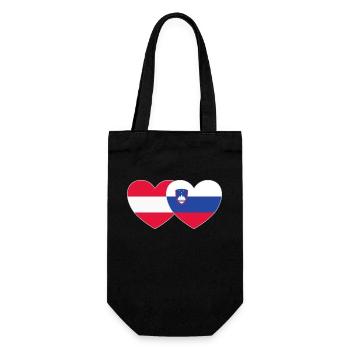 Österreich Slowenien Flagge Herz - Geschenkbeutel für Flaschen - Schwarz - Vorne