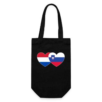 Holland Slowenien Flagge Herz - Geschenkbeutel für Flaschen - Schwarz - Vorne