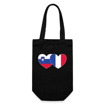 Slowenien Frankreich Flagge Herz - Geschenkbeutel für Flaschen - Schwarz - Vorne