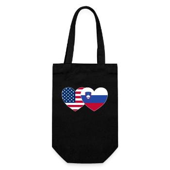 USA Slowenien Flagge Herz - Geschenkbeutel für Flaschen - Schwarz - Vorne
