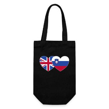 Great Britain Slovenia Flag Heart - Gift Bag for Bottles - black - Front