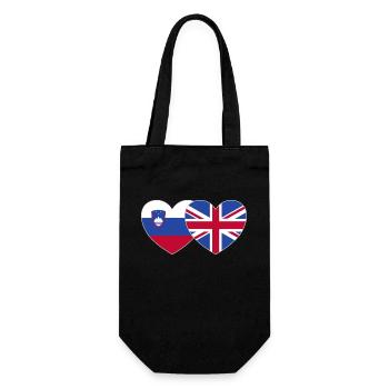 Slowenien England Flagge Herz - Geschenkbeutel für Flaschen - Schwarz - Vorne