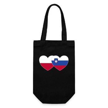 Polen Slowenien Flagge Herz - Geschenkbeutel für Flaschen - Schwarz - Vorne