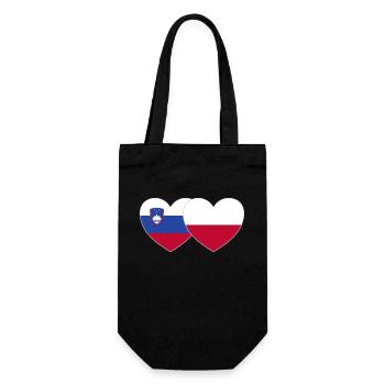 Slowenien Polen Flagge Herz - Geschenkbeutel für Flaschen - Schwarz - Vorne