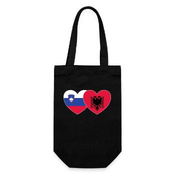 Slovenia Albania Flag Heart - Gift Bag for Bottles - black - Front