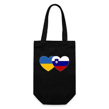 Ukraine Slowenien Flagge Herz - Geschenkbeutel für Flaschen - Schwarz - Vorne