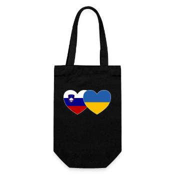 Slowenien Ukraine Flagge Herz - Geschenkbeutel für Flaschen - Schwarz - Vorne
