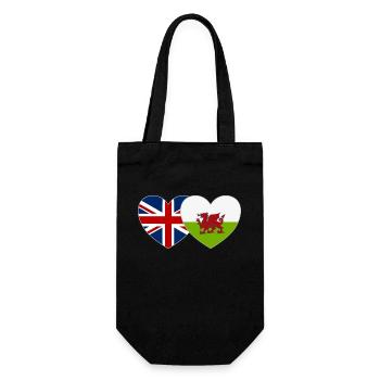England Wales Flag Heart - Gift Bag for Bottles - black - Front