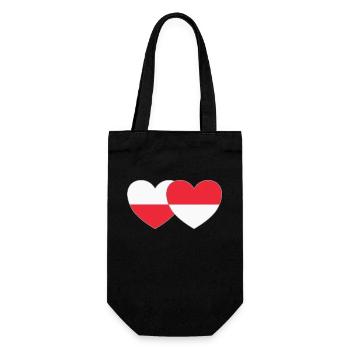 Poland Indonesia Flag Heart - Gift Bag for Bottles - black - Front