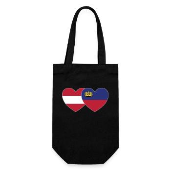 Österreich Liechtenstein Flagge Herz - Geschenkbeutel für Flaschen - Schwarz - Vorne