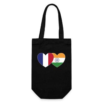 Frankreich Indien Flagge Herz - Geschenkbeutel für Flaschen - Schwarz - Vorne