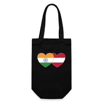 India Austria Flag Heart - Gift Bag for Bottles - black - Front