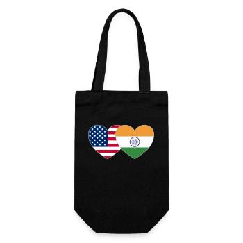 USA India Flag Heart - Gift Bag for Bottles - black - Front