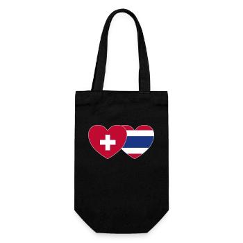 Schweiz Thailand Flagge Herz - Geschenkbeutel für Flaschen - Schwarz - Vorne