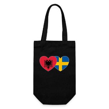 Albanie Suède Drapeau Coeur - Sac à bouteille - noir - Devant