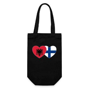 Albanien Finnland Flagge Herz - Geschenkbeutel für Flaschen - Schwarz - Vorne