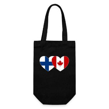 Finnland Kanada Flagge Herz - Geschenkbeutel für Flaschen - Schwarz - Vorne