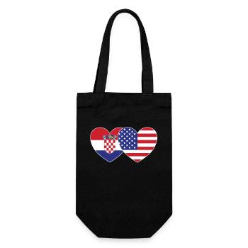 Kroatien USA Flagge Herz - Geschenkbeutel für Flaschen - Schwarz - Vorne