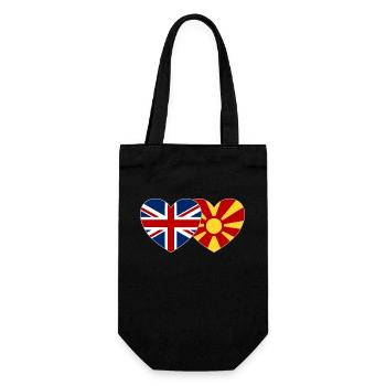 England Mazedonien Flagge Herz - Geschenkbeutel für Flaschen - Schwarz - Vorne