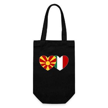 Mazedonien Italien Flagge Herz - Geschenkbeutel für Flaschen - Schwarz - Vorne