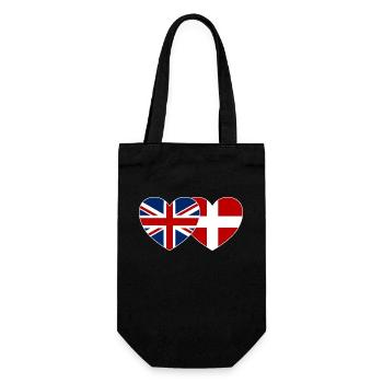 England Denmark Flag Heart - Gift Bag for Bottles - black - Front