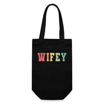 Retro Wifey Matching Couple Wedding Party Mariage - Sac à bouteille - noir - Devant