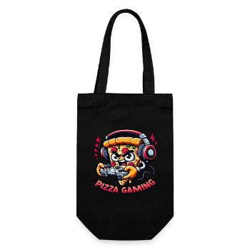 A pizza that plays video games - Gift Bag for Bottles - black - Front