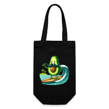 A surfer avocado with mustache - Gift Bag for Bottles - black - Front