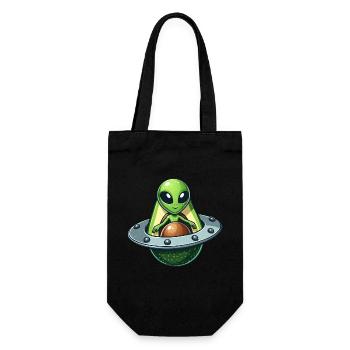 Lustiger Avocado Alien skurriles UFO Design - Geschenkbeutel für Flaschen - Schwarz - Vorne