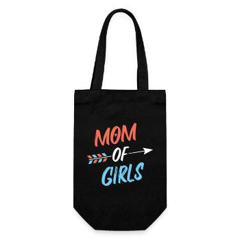 Mutter von Mädchen - Geschenkbeutel für Flaschen - Schwarz - Vorne