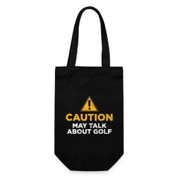 Caution May Talk About Golf - Gift Bag for Bottles - black - Front