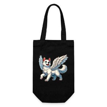 Elégant Husky Ange Ailes Coeur Amour - Sac à bouteille - noir - Devant