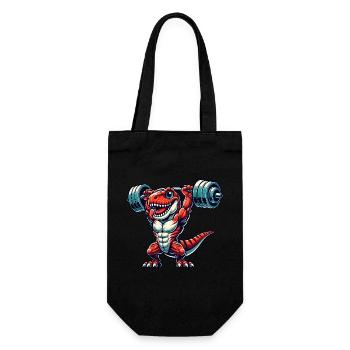 Dino Trex Training Hantel Lustig Starke Fitness - Geschenkbeutel für Flaschen - Schwarz - Vorne