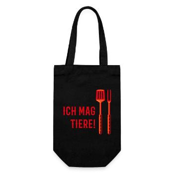 Ich Mag Tiere! (Grillbesteck / 3C) - Geschenkbeutel für Flaschen - Schwarz - Vorne