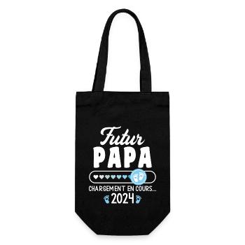 Papa wird 2024 Papa in Arbeit Schwangerschaftsankündigung - Geschenkbeutel für Flaschen - Schwarz - Vorne