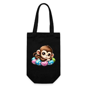 Mignon singe oeufs de Pâques dessin animé effrayant de Pâques - Sac à bouteille - noir - Devant