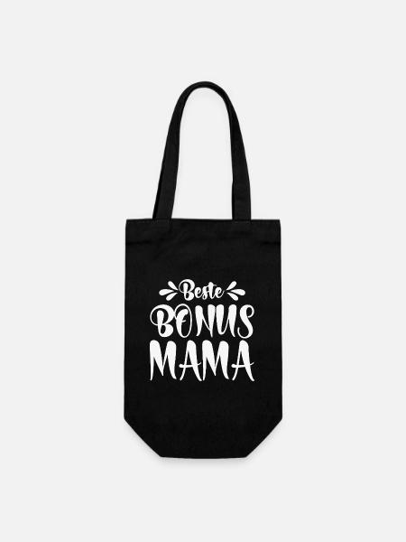 Beste Bonus Mama - Geschenkbeutel für Flaschen - Schwarz