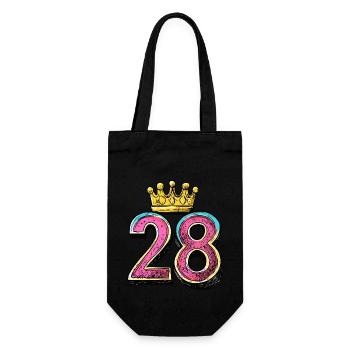 28 Zahl Krone - Geschenkbeutel für Flaschen - Schwarz - Vorne