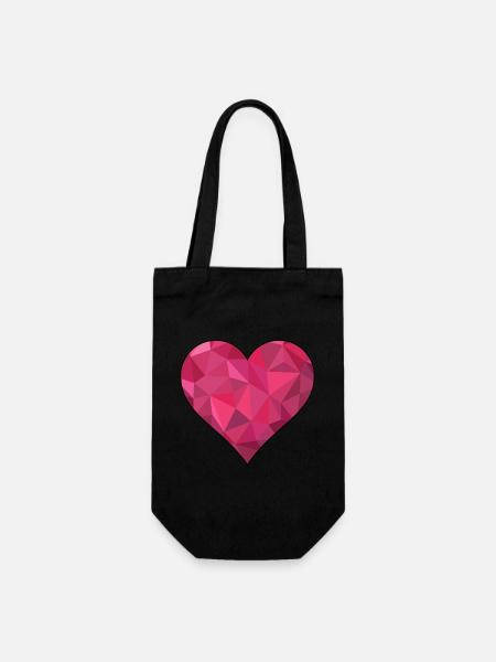 Herz Polygon Liebe Paare JGA Hochzeit Symbol rot - Geschenkbeutel für Flaschen - Schwarz