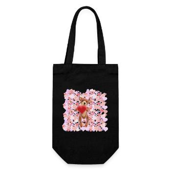 Peluche de la Saint-Valentin avec une mer de cœurs - 3D - Sac à bouteille - noir - Devant