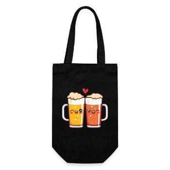 Bier Herz Liebe Party Niedlich - Geschenkbeutel für Flaschen - Schwarz - Vorne