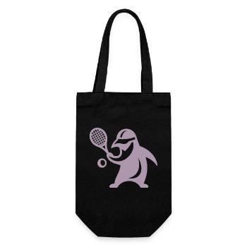 Minimalistischer Pinguin Tennis Silhouette - Geschenkbeutel für Flaschen - Schwarz - Vorne