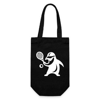 Minimalistischer Pinguin Tennis Silhouette - Geschenkbeutel für Flaschen - Schwarz - Vorne