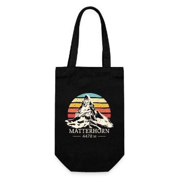 Matterhorn Zermatt Schweiz Alpen Wandern Souvenir - Geschenkbeutel für Flaschen - Schwarz - Vorne