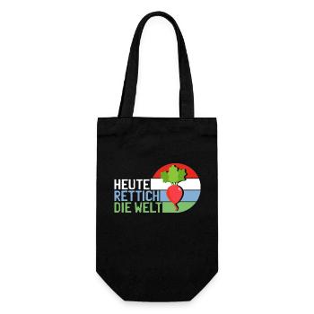 Heute Rettich Die Welt Garten Gemüse Retro Motiv - Geschenkbeutel für Flaschen - Schwarz - Vorne