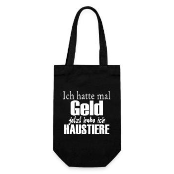 Ich hatte mal Geld, jetzt habe ich Haustiere - Geschenkbeutel für Flaschen - Schwarz - Vorne