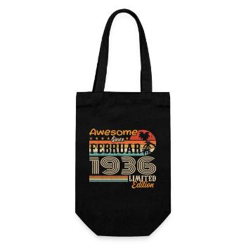 Birthday Vintage Gift Idea February 1936 - Gift Bag for Bottles - black - Front