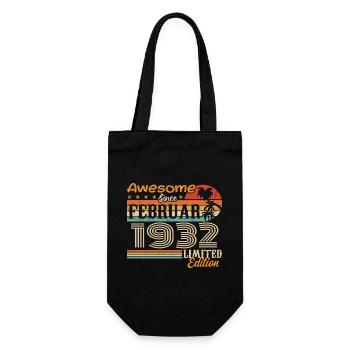Idée cadeau Vintage anniversaire février 1932 - Sac à bouteille - noir - Devant