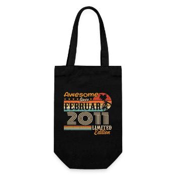 Geburtstag Vintage Geschenkidee Februar 2011 - Geschenkbeutel für Flaschen - Schwarz - Vorne