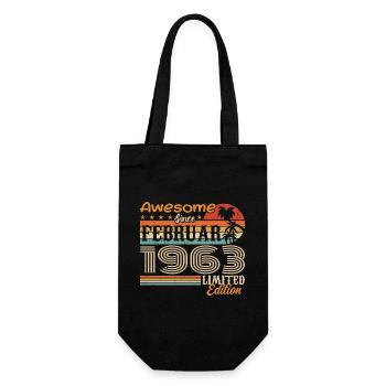 Geburtstag Vintage Geschenkidee Februar 1963 - Geschenkbeutel für Flaschen - Schwarz - Vorne